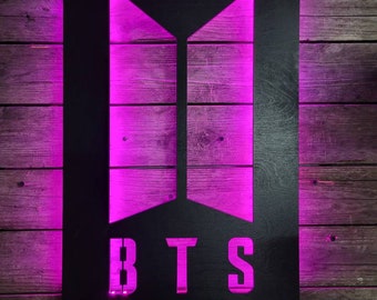 BTS LED Logo Sign, RGB Neon Light, K Pop Fan Art