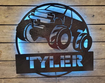 Personalized Monster Truck LED Wall Sign, Game Room Decor