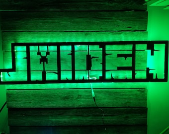 Personalized Minecraft inspired Name / Screen Name LED Sign, Mine Craft Video Game Art, Game Room Décor, Gamer gift