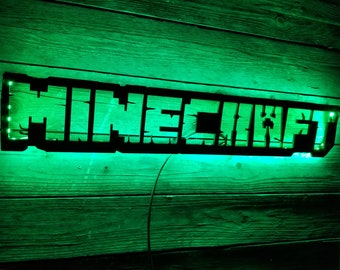 Minecraft inspired Wall Art, Mine Craft Video Game Art, Game Room Decor, Sign, Birthday Gift 24" LED Backlit Gameroom Art