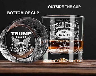 Laser Engraved Donald Trump Whiskey Glass, Political Gift
