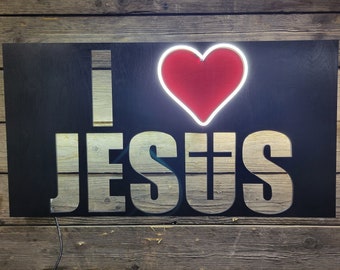 I Love Jesus led wall art sign Christian Religious artwork