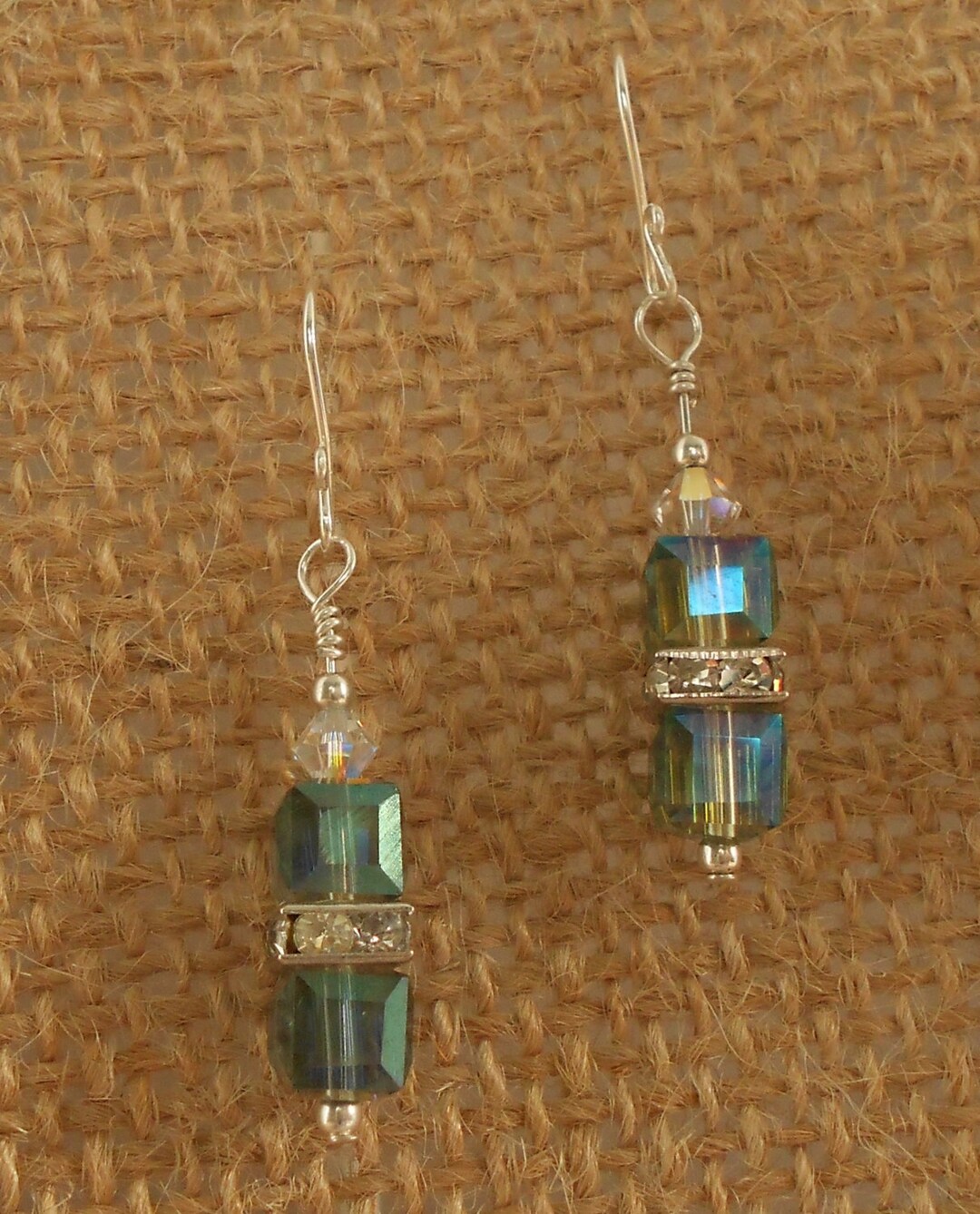 Crystal Bead Earrings Sterling Silver 2 colors available Etsy.de