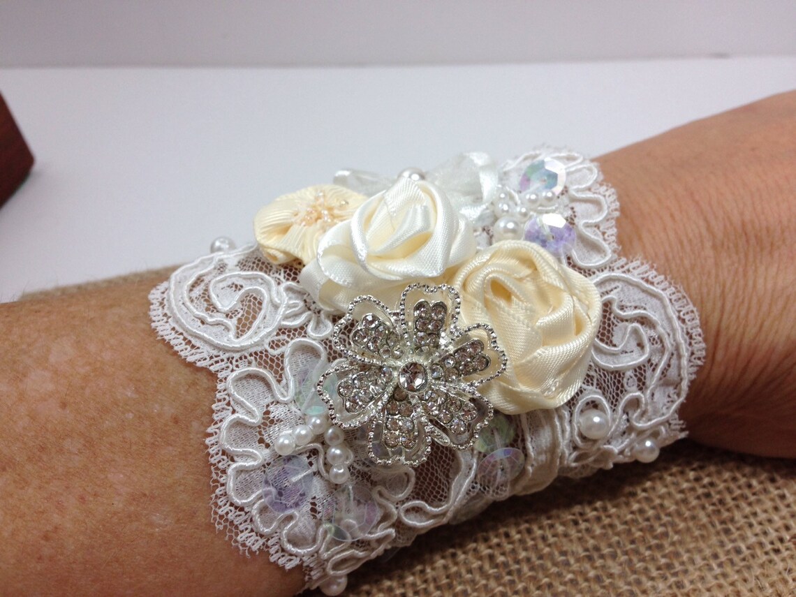 Ivory Lace Bridal Cuff Bracelet Bridal Bracelet Lace Bridal Etsy