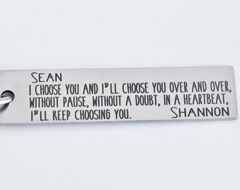 I choose you key chain, anniversary key chain, keychain for wife or husband, gift for wife, wedding anniversary gift