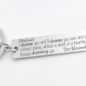 Je vous choisissez porte-clés, porte-clés anniversaire, porte-clé pour la femme ou le mari, cadeau pour femme, cadeau d’anniversaire de mariage
