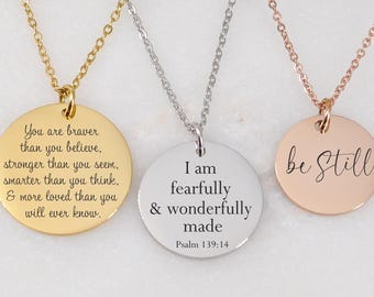 Your Custom Quote Disc Necklace – Personalized Verse, Mantra, Saying or Message