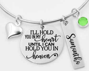 Herdenkingsarmband, Herinneringsarmband, herdenkingssieraden, ik hou je in mijn hart totdat ik je in de hemel houd, armband, verlies van geliefde