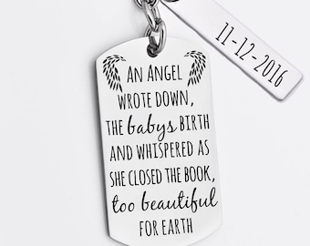 Memorial key chain, infant loss key chain, Remembrance gift, bereavement, sympathy gift, loss of child, daddy of an angel, mommy of an angel