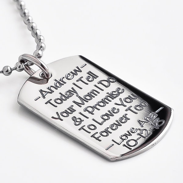 High quality keychain, stepchild, Personalized Custom Dog Tag necklace, Step Son Necklace, Today I tell your Dad I do, Step Son Wedding Gift