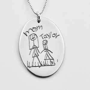 Custom child artwork necklace, Children&#39;s Drawing Necklace or key chain, actual handwriting, gift for mom, personalized jewelry, mothers day