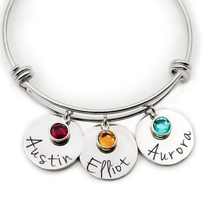 Custom Personalized Mother's bangle bracelet, stainless steel bracelet, mothers day gift, mom bracelet, gift for mothers, kids names