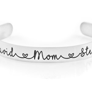 mothers Gift - bracelet for mom, custom bracelet with names, personalized cuff, mom, gift for Mom, Mothers day, kids names with heart