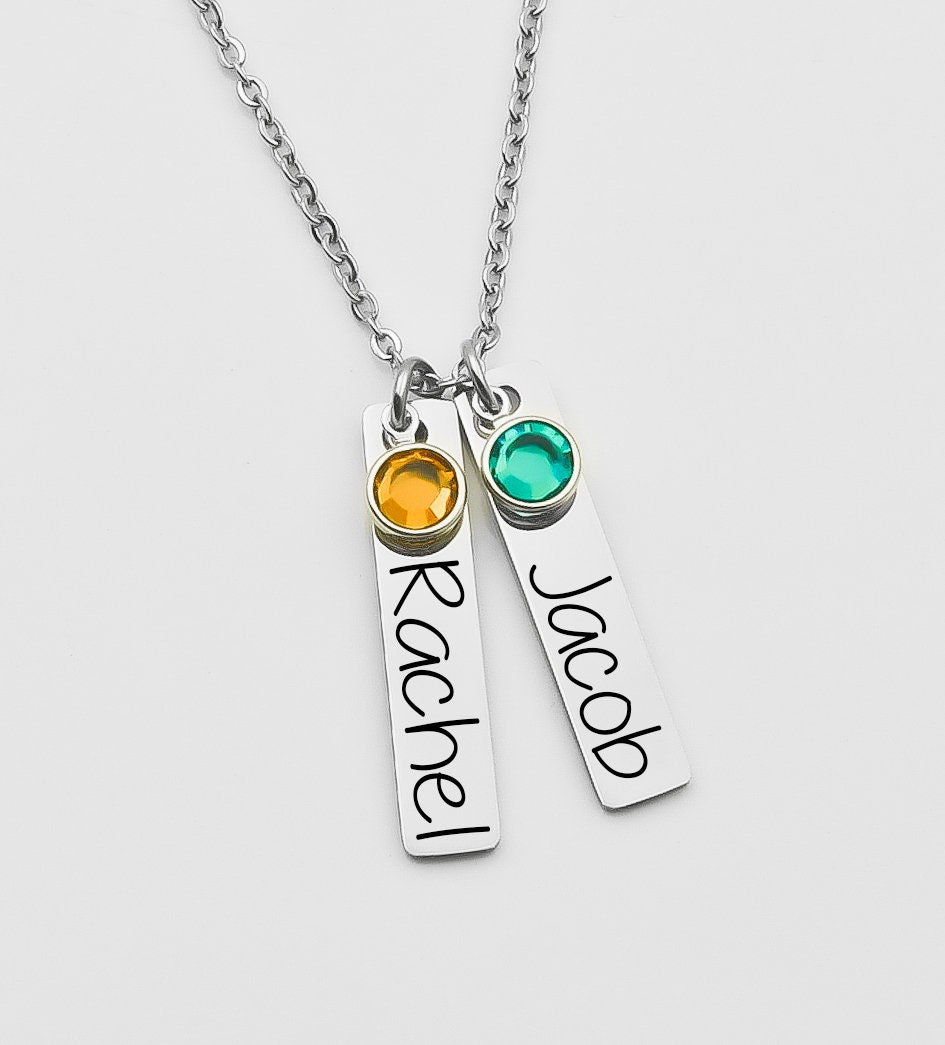 Personalized Necklace Tag Necklace With Names Mothers Etsy