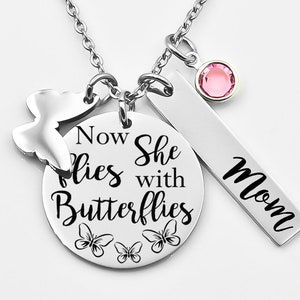 memorial necklace, rememberance necklace, Your wings were ready but my heart was not, butterfly, mom , dad, child