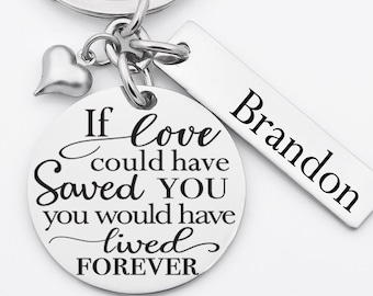 Memorial keychain, family loss, mom and dad memorial, If love could have saved you, you would have lived forever, stainless steel keychain