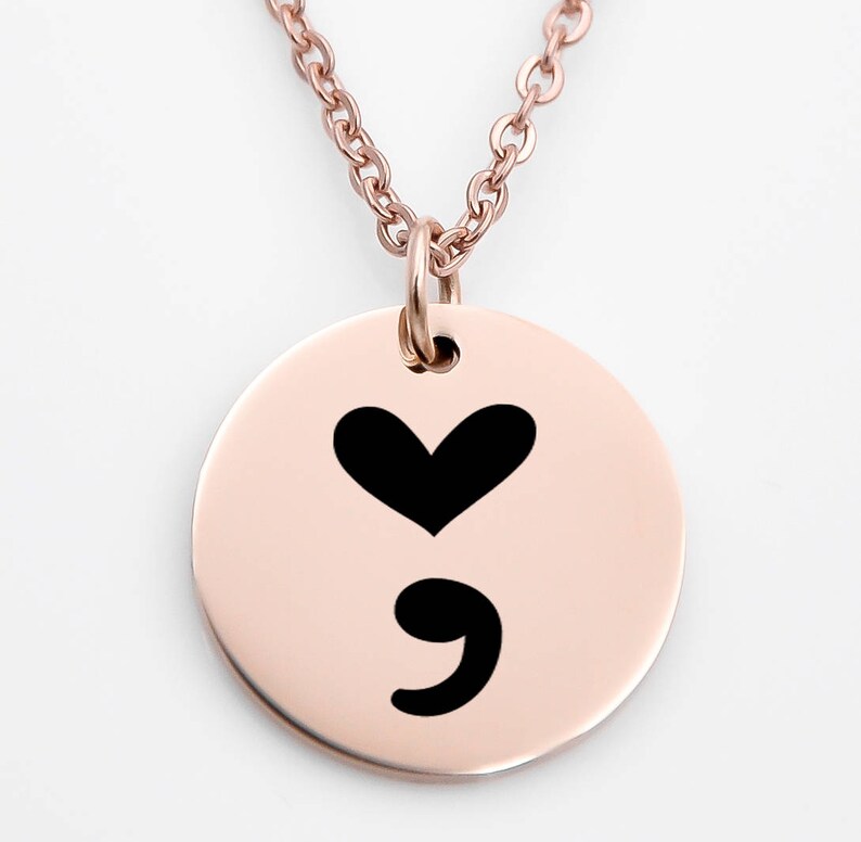 Suicide Prevention Necklace Mental Health Necklace My Story isn/'t over yet Heart Semi Colon Necklace Semi Colon Necklace Semi Colon