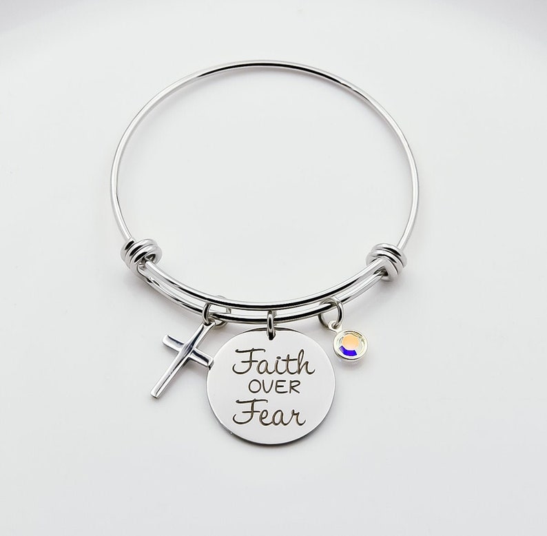 Faith over Fear bracelet charm bracelet inspirational Etsy