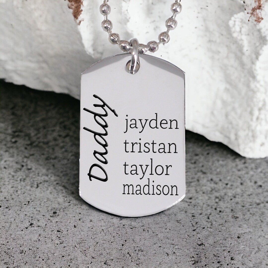 Daddy Necklace With Kid's Names, Custom Personalized Necklace, Small ...