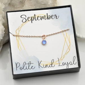 Sapphire Necklace, September Birthstone Jewelry, Sapphire Birthday Gift, Rose Gold Necklace, Personalized Gift, Bridesmaid Gifts