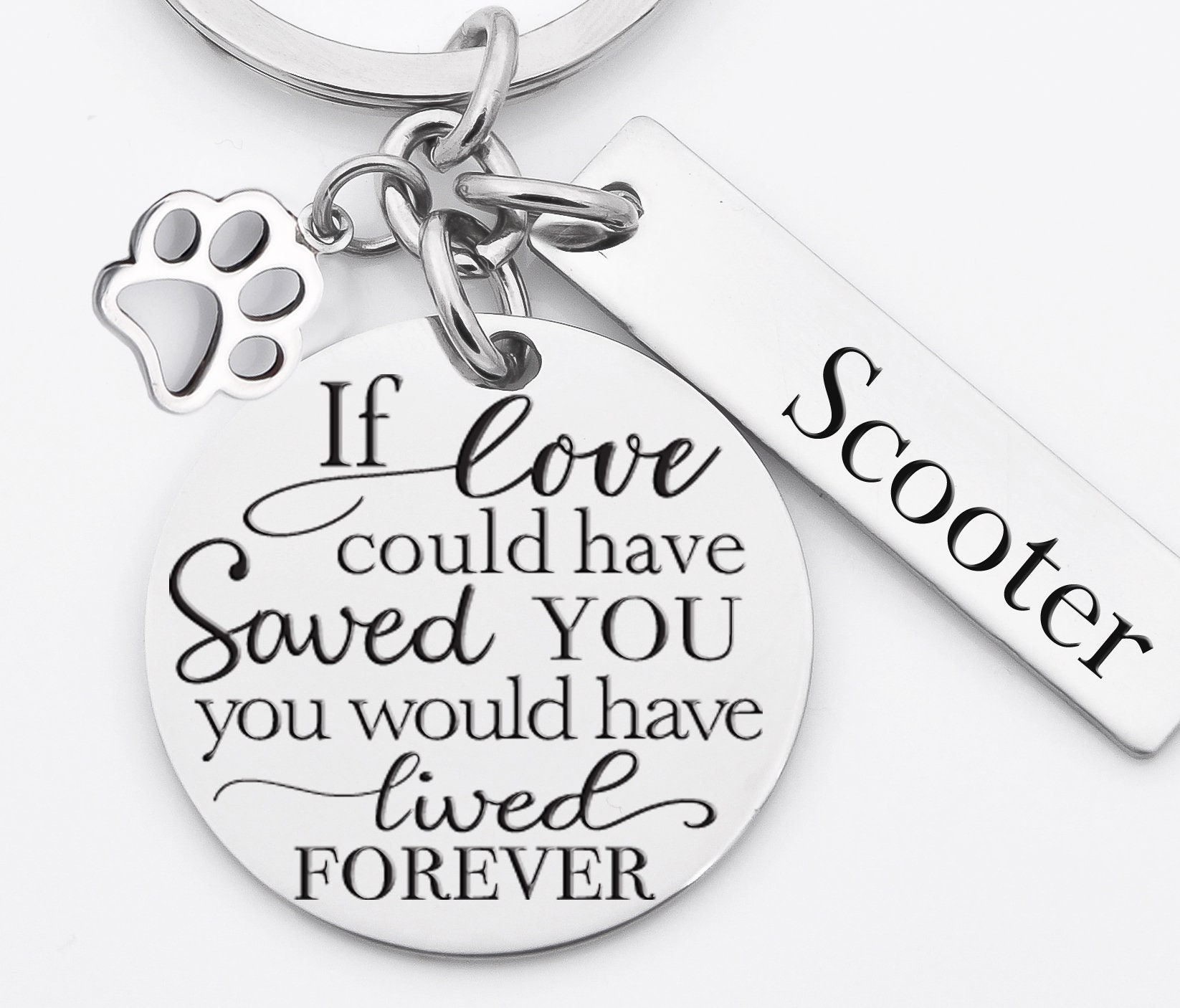 Rescued Dog You Would Have Lived Forever If Love Could Have Saved You Necklace Memorial Tag Glazed Black Cherry Memorial Heart Paw Charm pet Loss cat Lovers Pendant 