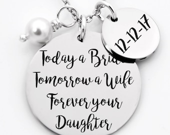 la madre del collar de la novia, hoy en día una novia mañana una esposa para siempre tu hija, regalo para mamá, regalo de boda, regalo de novia