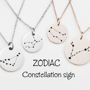 zodiac constellation sign necklace, Rose Gold necklace, gift ideas, best friends, besties, cool gift ideas, birthday gift ideas