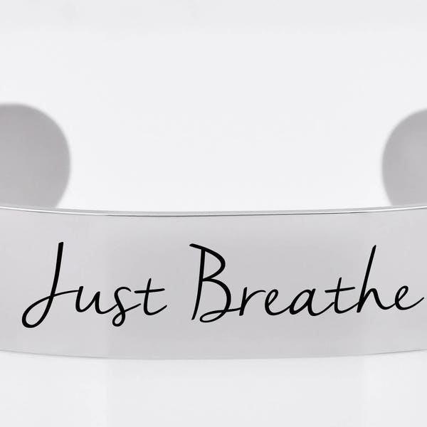 Just Breathe bracelet, jewelry, bracelet, personalized cuff, custom bracelet with names, inspirational, cystic fibrosis