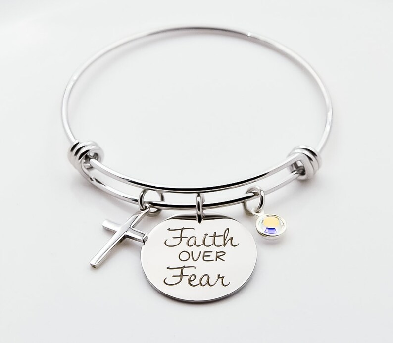 Faith over Fear bracelet charm bracelet inspirational Etsy