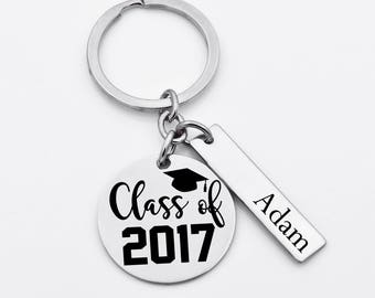 graduation inspired key chain, stainless steel key chain, personalized, graduation gift, school graduation, Class of 2017
