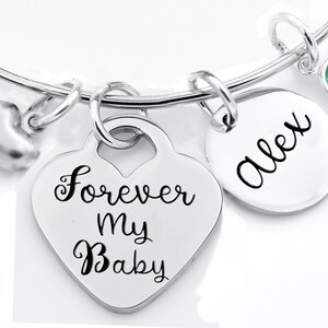 Pulsera conmemorativa, pulsera de recuerdo, joyas conmemorativas, Forever my Baby, brazalete, pérdida de ser querido
