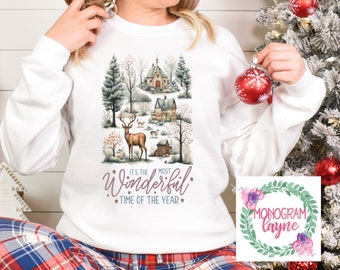 Sudadera navideña vintage - Es la época más maravillosa del año - Sudadera navideña - Sudadera de mujer - Monogram Layne
