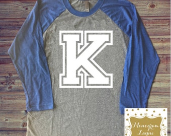 Kentucky Shirt - Kentucky K Shirt - Kentucky K Raglan - Raglan Tee - K Shirt - Glitter K Shirt - Baseball Shirt - Monogram Layne