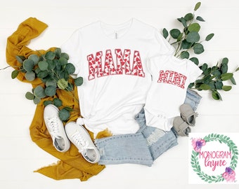 Mama Valentine Shirt - Mama Heart Shirt - Mama and Mini - Valentine's Tee - Heart Shirt - Monogram Layne