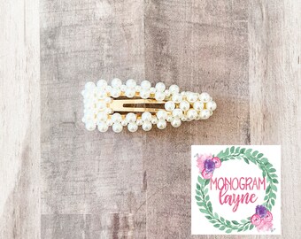 Pearl Hair Clip - Hair Clip - Pearl Clip - Pearl Barrette - Hair Barrette - Monogram Layne