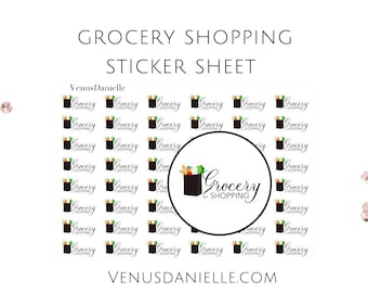 Grocery Shopping Planner Stickers, Tracking, To-Do Planner Decor