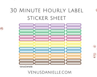 30 Minute Hourly Planner Stickers, EC Hourly, Appointment Label, Rainbow Sticker Sheet, EC hourly Appt. Label, Hourly Stickers, Hourly