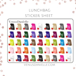 Lunch Bag Planner Sticker Sheet Meal Prep Stickers, Lunch Box Planner Stickers, Food Planner , Daily Lunch Tracker, Lunch Planning Stickers