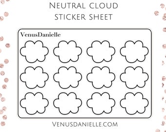 Neutral Cloud Sticker sheet, Appointment Sticker Set, Journal Stickers, Clouds, Functional planning, Bullet Journal Stickers, Planner