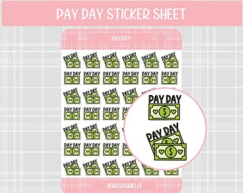 Pay Day Sticker Sheet, Dollar Bill Stickers, Payday Planner Stickers, Mini Stickers, Cute Stickers, Pay Reminder, Budget Planner