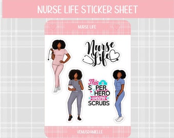 Nurse Life Sticker Sheet, Cute Nurse Stickers, Nurse Sticker, Doll Stickers