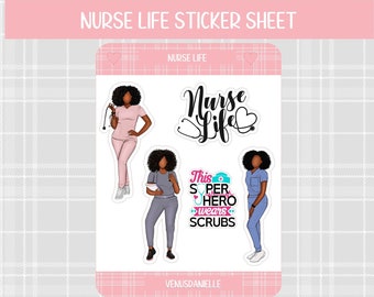 Nurse Life Sticker Sheet, Doll Stickers