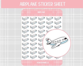 Airplane Icon Planner Sticker Sheet, Travel Stickers, Airplane stickers for planner, Vacation Stickers, Plane Sticker, Planner Sticker sheet