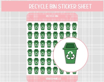 Recycling Bin Planner Stickers, Chore Reminder Icons