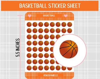 Basketball Sticker Sheet, Practice Reminder, Bullet Journal, Basketball Stickers, Basketball Party, Sport Stickers, Ball Sticker