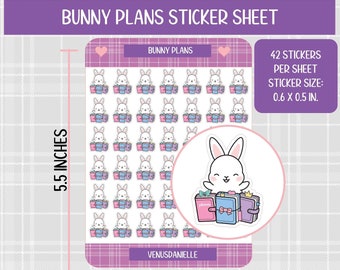 Bunny Plans Sticker Sheet, Cute Stickers, Planner Sticker, Cute Bunny Stickers, Planning Stickers, Easter Sticker, Spring Stickers