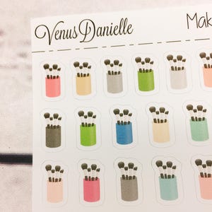 Make up Brush Planner Stickers, MakeUp Brush Sticker, Clean Brushes, Makeup Stickers image 3