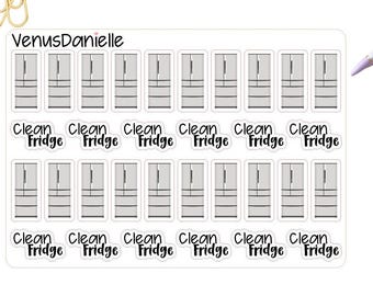 Clean Fridge Planner Sticker Sheet - Organizing Stickers, Kitchen Routine, Cleaning Tracker, Household Planner