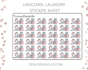 Unicorn Laundry Planner Stickers, Unicorn Stickers, Laundry Stickers, Chore Stickers, Cute Unicorn, Laundry, Planner Stickers