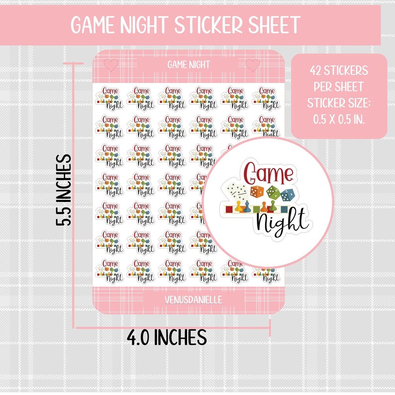 Game Night Planner Stickers, Family, Board Game Sticker, Family Game,Games, For Use in Erin Condren And Happy Planners, Bullet Journal image 1